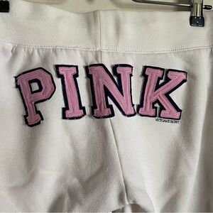 Victoria's Secret PINK White Capri Sweatpants with Pink & Navy PINK Logo